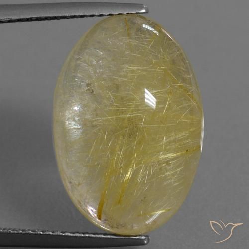 17.54ct 자연스러운 연노랑 루틸 쿼츠, 타원형, 투명한