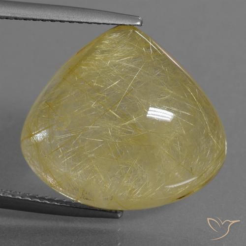 17.91ct 자연스러운 따뜻한 노란색 루틸 쿼츠, 배 모양, 투명한