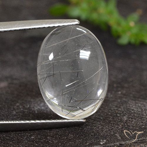 8.50ct 자연스러운 검은색으로 지우기 루틸 쿼츠, 타원형, 투명한