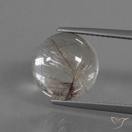 5.09캐럿 천연 연한 갈색 루틸 쿼츠, 라운드 컷, 투명한