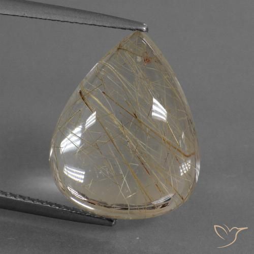 10.54ct 자연스러운 연한 갈색 루틸 쿼츠, 배 모양, 투명한