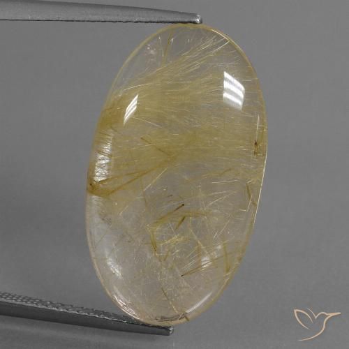 12.70ct 자연스러운 미디엄 옐로우 루틸 쿼츠, 타원형, 투명한
