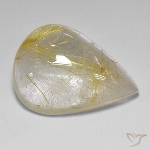 12.23ct 자연스러운 흙빛 노란색 루틸 쿼츠, 배 모양, 투명한