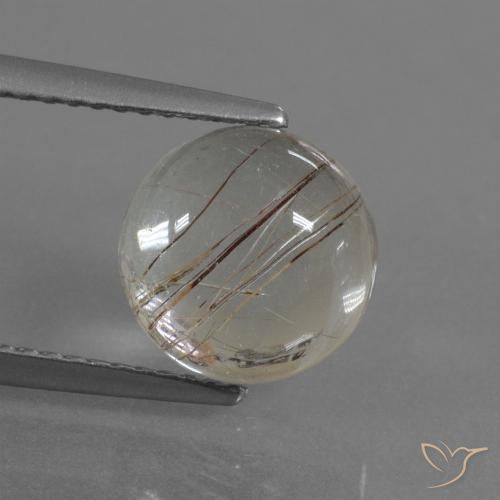 3.14ct 자연스러운 연한 갈색 루틸 쿼츠, 둥근, 투명한