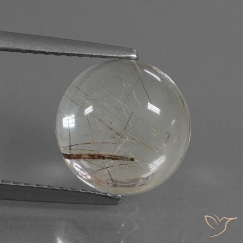 3.48ct 자연스러운 연한 갈색 루틸 쿼츠, 둥근, 투명한