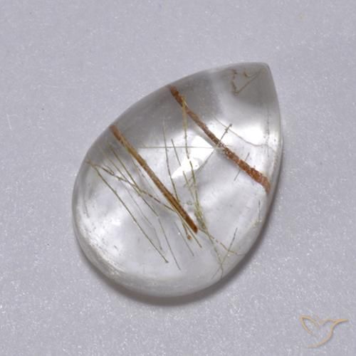 2.49ct 자연스러운 웜 브라운 루틸 쿼츠, 배 모양, 투명한
