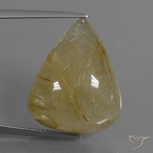 24.63ct 자연스러운 연노랑 루틸 쿼츠, 배 모양, 투명한