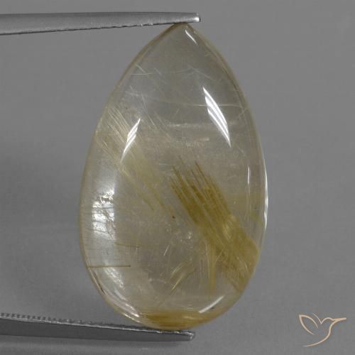 21.47ct 자연스러운 연노랑 루틸 쿼츠, 배 모양, 투명한