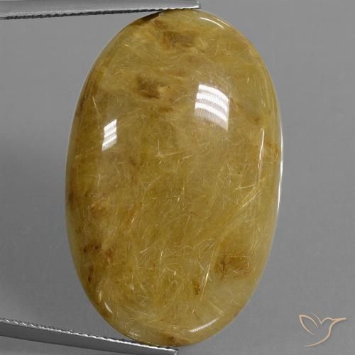 52.73ct 자연스러운 흙빛 노란색 루틸 쿼츠, 타원형, 투명한