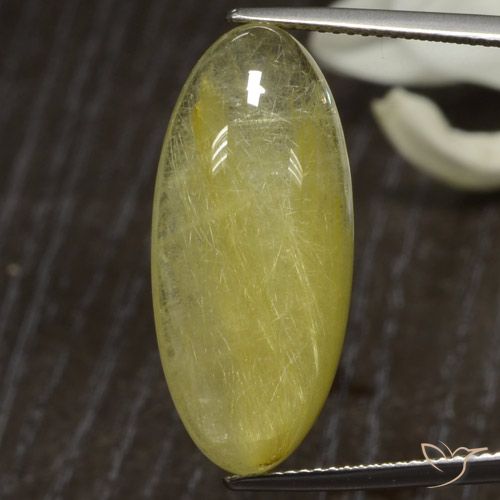 18.94ct 자연스러운 미디엄 옐로우 루틸 쿼츠, 타원형, 투명한