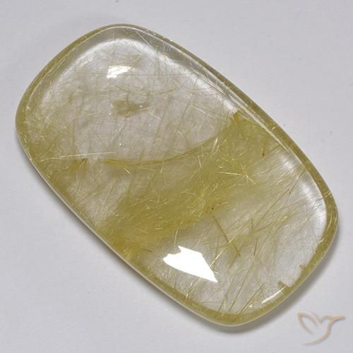 74.88ct 자연스러운 흙빛 노란색 루틸 쿼츠, 방석, 투명한