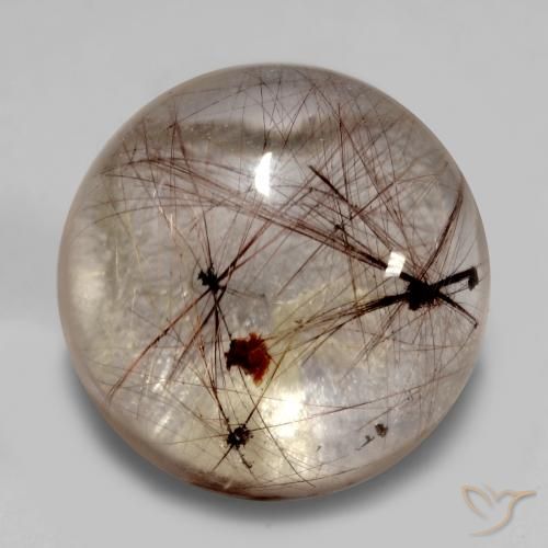 5.45ct 자연스러운 브라운 클리어 루틸 쿼츠, 둥근, 투명한