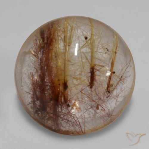 7.37ct 자연스러운 브라운 클리어 루틸 쿼츠, 둥근, 투명한