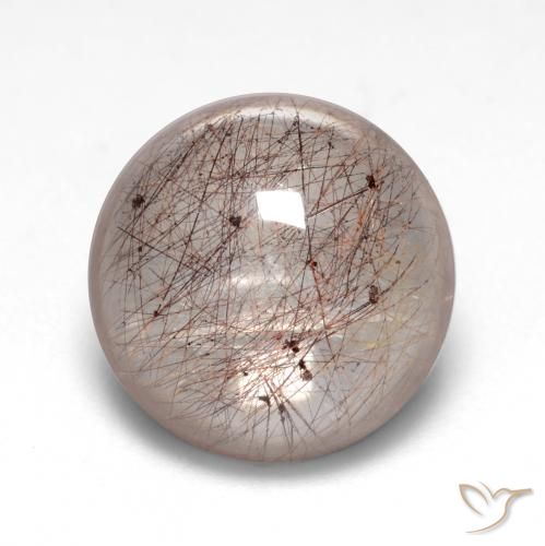 4.98ct 자연스러운 라이트 월넛 브라운 루틸 쿼츠, 둥근, 투명한