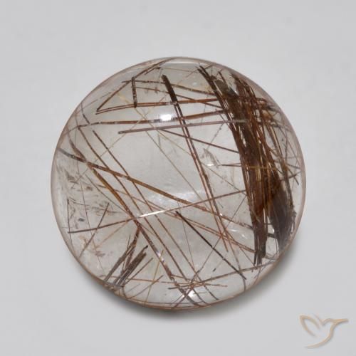 4.65ct 자연스러운 브라운 클리어 루틸 쿼츠, 둥근, 투명한