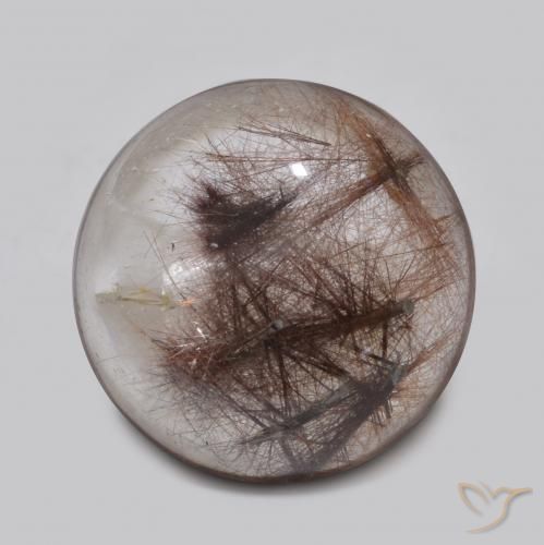 5.04ct 자연스러운 브라운 클리어 루틸 쿼츠, 둥근, 투명한