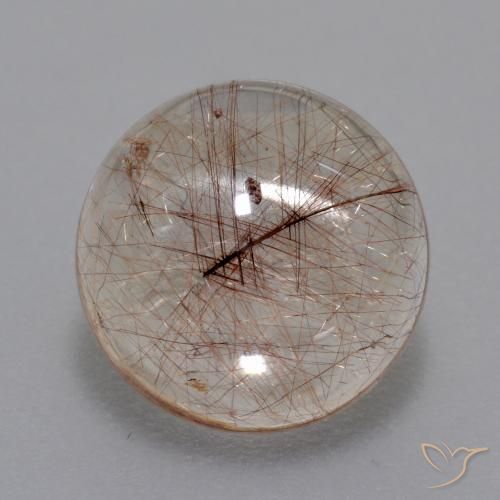 4.46ct 자연스러운 브라운 클리어 루틸 쿼츠, 둥근, 투명한