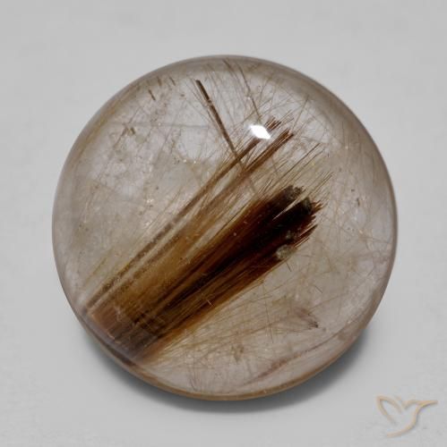 8.25ct 자연스러운 브라운 클리어 루틸 쿼츠, 둥근, 투명한
