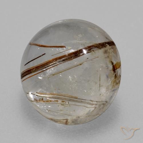 4.76ct 자연스러운 브라운 클리어 루틸 쿼츠, 둥근, 투명한