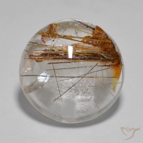5.96ct 자연스러운 브라운 클리어 루틸 쿼츠, 둥근, 투명한