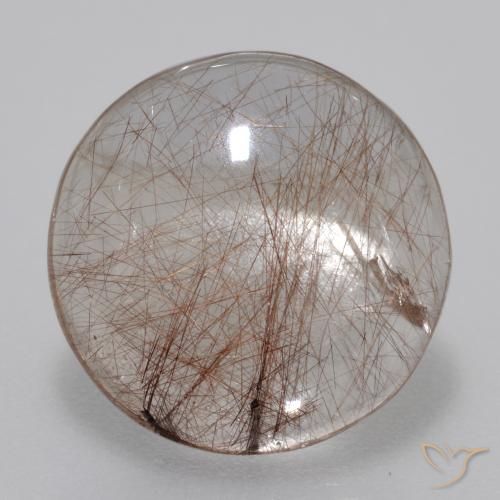 5.55ct 자연스러운 브라운 클리어 루틸 쿼츠, 둥근, 투명한