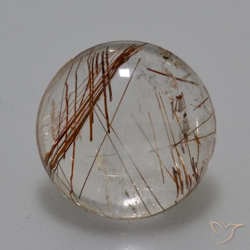 6.52ct 자연스러운 브라운 클리어 루틸 쿼츠, 둥근, 투명한