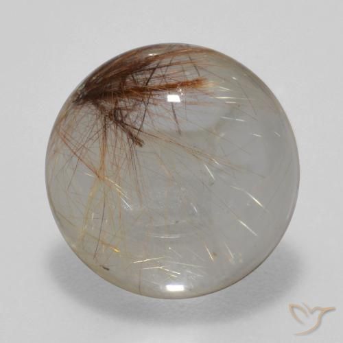 5.38ct 자연스러운 브라운 클리어 루틸 쿼츠, 둥근, 투명한