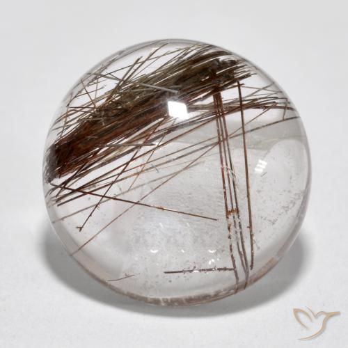 6.95ct 자연스러운 브라운 클리어 루틸 쿼츠, 둥근, 투명한