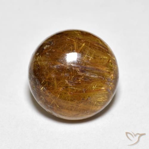 4.60ct 자연스러운 웜 브라운 루틸 쿼츠, 둥근, 불투명체