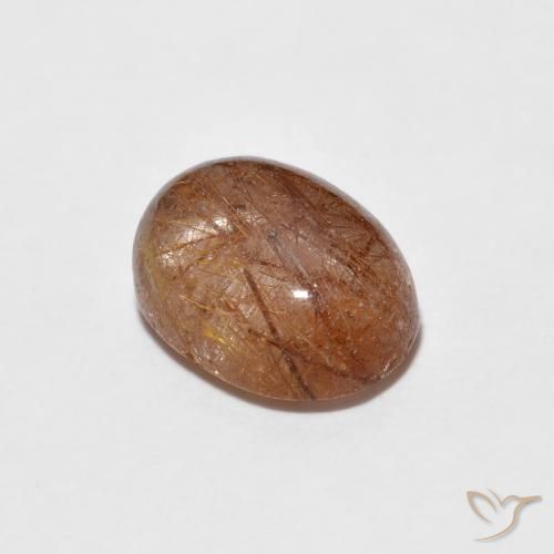 1.76ct 자연스러운 짙은 붉은 오렌지 루틸 쿼츠, 타원형, 투명한