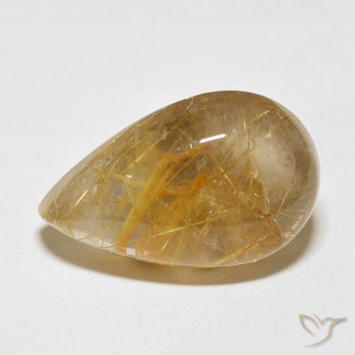 15.75ct 자연스러운 금 루틸 쿼츠, 배 모양, 투명한