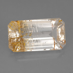 11.47캐럿 천연 골든 루틸 토파즈, 투명한, 17.2×9.6 mm, 투명/반투명