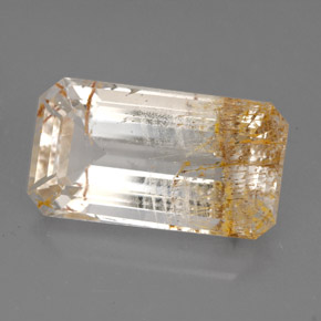 11.47캐럿 천연 골든 루틸 토파즈, 투명한, 17.2×9.6 mm, 투명/반투명