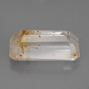 11.47캐럿 천연 골든 루틸 토파즈, 투명한, 17.2×9.6 mm, 투명/반투명