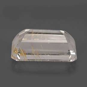 8.79캐럿 천연 골든 루틸 토파즈, 에메랄드 컷, 14.9×8.2 mm, 투명한