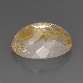 22.60캐럿 천연 골든 루틸 토파즈, 투명한, 19.3×13.9 mm, 투명/반투명
