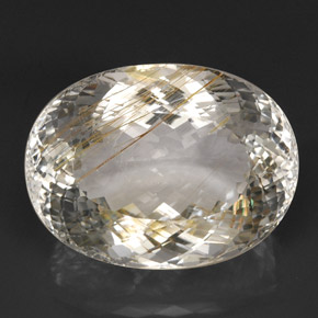 63.56캐럿 천연 골든 루틸 토파즈, 투명한, 27.1×20.3 mm, 투명/반투명