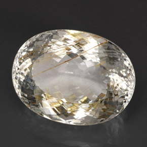 63.56캐럿 천연 골든 루틸 토파즈, 투명한, 27.1×20.3 mm, 투명/반투명