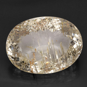 44.78캐럿 천연 골든 루틸 토파즈, 투명한, 23.3×20.4 mm, 투명/반투명