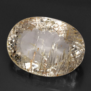 44.78캐럿 천연 골든 루틸 토파즈, 투명한, 23.3×20.4 mm, 투명/반투명