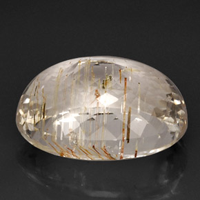 44.78캐럿 천연 골든 루틸 토파즈, 투명한, 23.3×20.4 mm, 투명/반투명