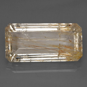 33.45캐럿 천연 골든 루틸 토파즈, 투명한, 26.2×13 mm, 투명/반투명
