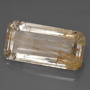 33.45캐럿 천연 골든 루틸 토파즈, 투명한, 26.2×13 mm, 투명/반투명