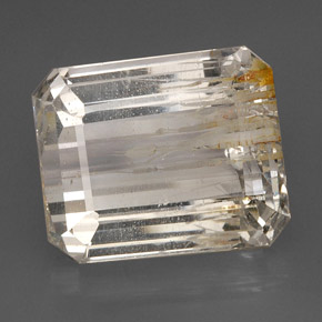 56.77캐럿 천연 골든 루틸 토파즈, 에메랄드 컷, 22×18.2 mm, 투명한