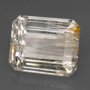 56.77캐럿 천연 골든 루틸 토파즈, 에메랄드 컷, 22×18.2 mm, 투명한
