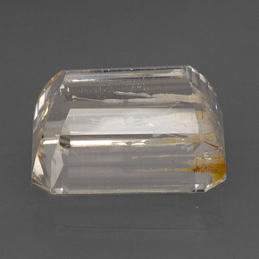 56.77캐럿 천연 골든 루틸 토파즈, 에메랄드 컷, 22×18.2 mm, 투명한