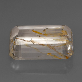 38.84캐럿 천연 골든 루틸 토파즈, 에메랄드 컷, 23.1×15.4 mm, 투명한