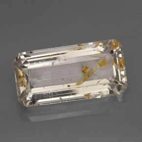 22.78캐럿 천연 골든 루틸 토파즈, 투명한, 23.2×11.7 mm, 투명/반투명