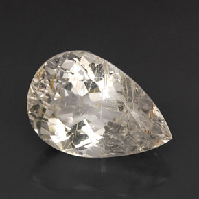 28.45캐럿 천연 골든 루틸 토파즈, 투명한, 22.4×15.2 mm, 투명/반투명