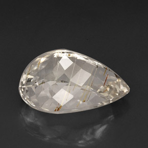 28.45캐럿 천연 골든 루틸 토파즈, 투명한, 22.4×15.2 mm, 투명/반투명